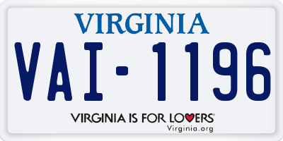 VA license plate VAI1196