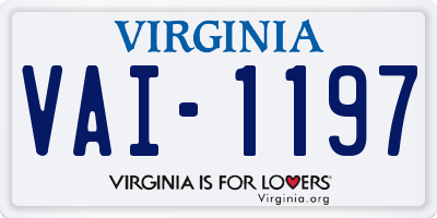 VA license plate VAI1197