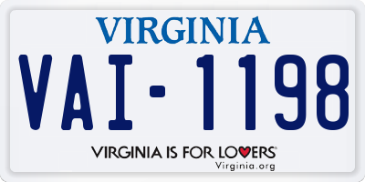 VA license plate VAI1198