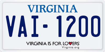 VA license plate VAI1200