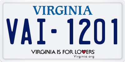 VA license plate VAI1201