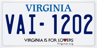 VA license plate VAI1202