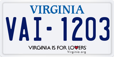 VA license plate VAI1203
