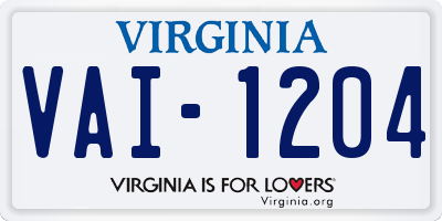 VA license plate VAI1204