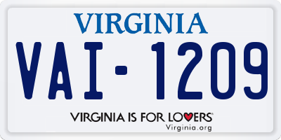 VA license plate VAI1209