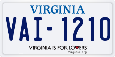 VA license plate VAI1210