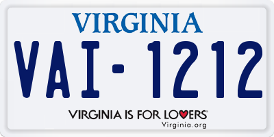 VA license plate VAI1212
