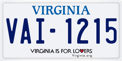 VA license plate VAI1215