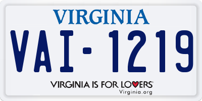 VA license plate VAI1219