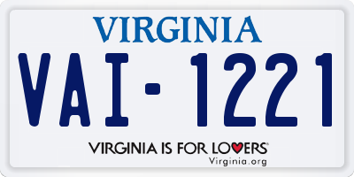 VA license plate VAI1221