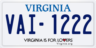 VA license plate VAI1222