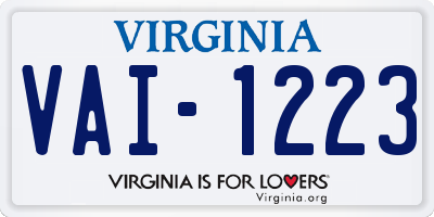 VA license plate VAI1223