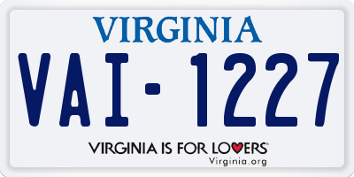 VA license plate VAI1227