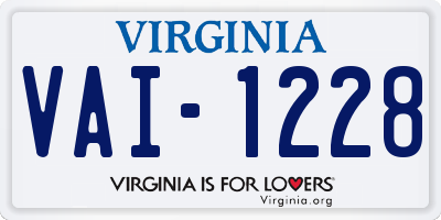 VA license plate VAI1228