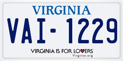 VA license plate VAI1229