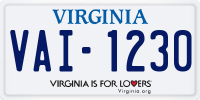 VA license plate VAI1230