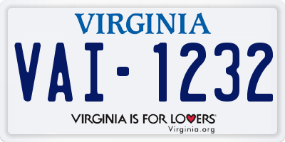 VA license plate VAI1232