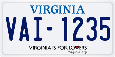 VA license plate VAI1235