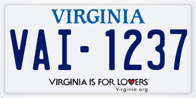 VA license plate VAI1237