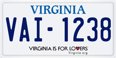 VA license plate VAI1238