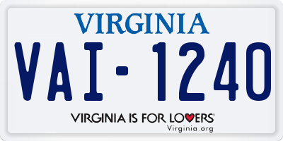 VA license plate VAI1240