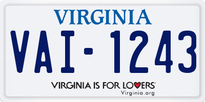 VA license plate VAI1243