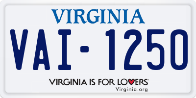 VA license plate VAI1250
