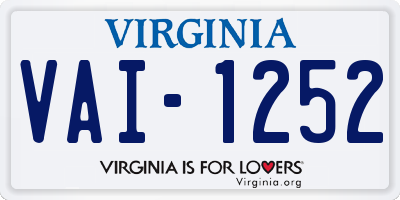 VA license plate VAI1252