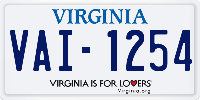 VA license plate VAI1254