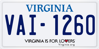 VA license plate VAI1260