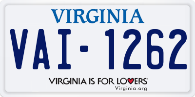VA license plate VAI1262