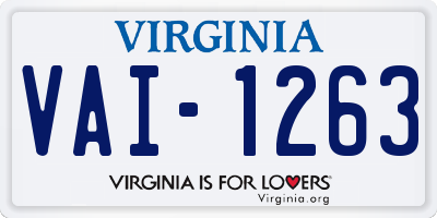 VA license plate VAI1263