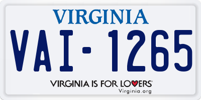 VA license plate VAI1265