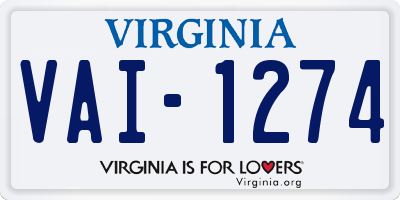 VA license plate VAI1274
