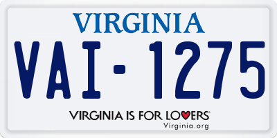 VA license plate VAI1275