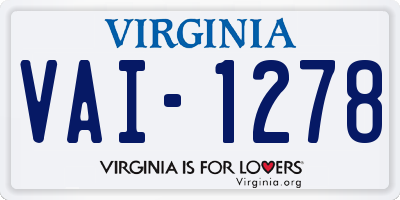 VA license plate VAI1278