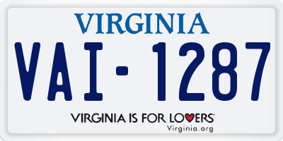 VA license plate VAI1287