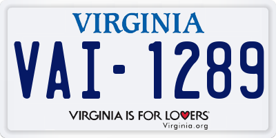 VA license plate VAI1289