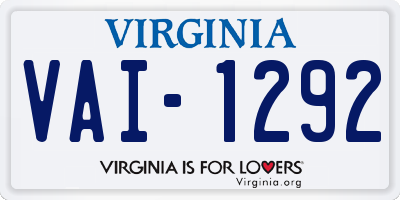 VA license plate VAI1292
