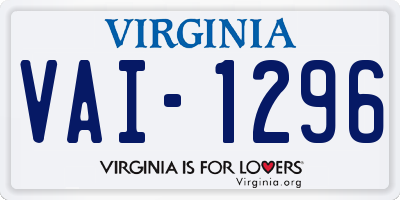 VA license plate VAI1296