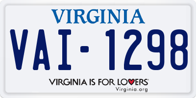 VA license plate VAI1298