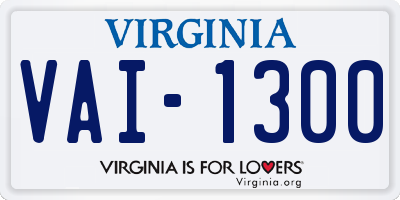 VA license plate VAI1300