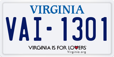 VA license plate VAI1301