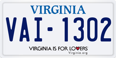 VA license plate VAI1302