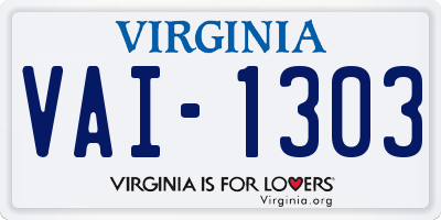 VA license plate VAI1303