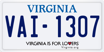 VA license plate VAI1307