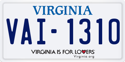 VA license plate VAI1310
