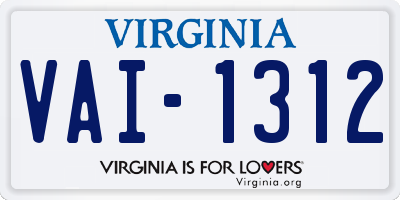 VA license plate VAI1312