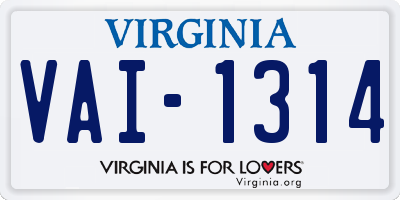 VA license plate VAI1314