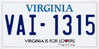 VA license plate VAI1315